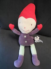 doudou peluche lutin garçon violet rouge MARESE 31cm