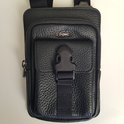 Sacoche cuir noir lacoste - sacoche,