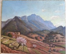 TABLEAU ANCIEN JOSEPH MARTIN DUBY MONTAGNE BASSAN AURIOL PROVENCE 1955 55X46