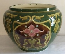 VASQUE CACHE POT FAÏENCERIE D’ONNAING NORD CÉRAMIQUE ÉMAILLÉE N°494 ART NOUVEAU