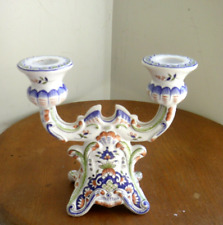 Bougeoir Chandelier en faience de Desvres Décor Rouen Fait main