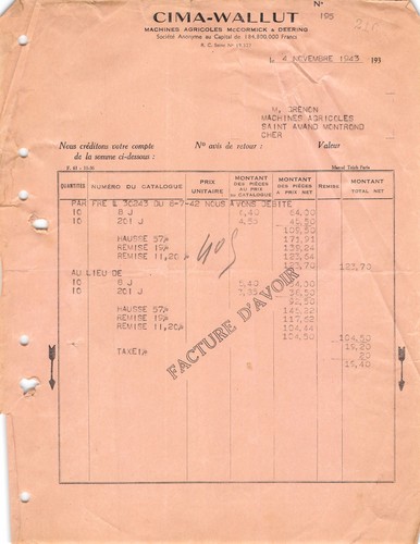 1943 machines agricoles cima - agricoles,