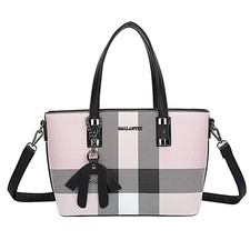 Sac Cabas pour Femme Édition Mini Jolie Motif Écossais, Bandoulière Rose clair