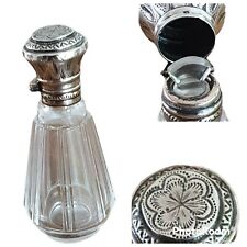 FLACON VINAIGRETTE CRISTAL Monture ARGENT poinçon SANGLIER FLACON A SELS XIXe