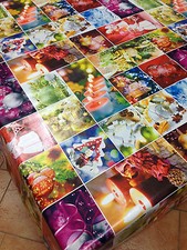 Toile Cirée Nappe Table au Mètre Noël Advent Multicolore Carré Rond Oval C142412