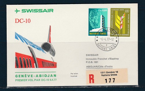 Enveloppe 1er vol swissair - (,