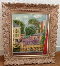 Beau Cadre Montparnasse Sculpté  66x75 cm  Ancien avec Toile Signée 