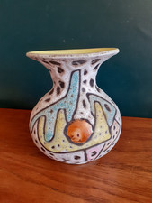 Petit vase signé MARIUS BESSONE Vallauris à décor géométrique Ceramique Vintage