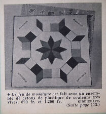 PUBLICITÉ PRESSE 1957 KIDDICRAFT JEU DE MOSAÏQUE JETONS PLASTIQUE - ADVERTISING