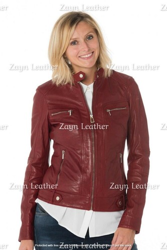 Blouson motard femme rouge - blouson,
