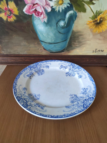 Plat rond ancien bleu saint - plat,