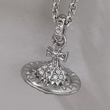 Vivienne Westwood-Collier pendentif Small Mayfair argent et transparent.