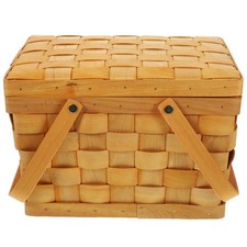 Panier de rangement panier à puce de bois à main le panier de pique-