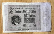 BILLET DE 100000 MARKS  1923 ALLEMAGNE
