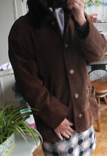 Veste manteau cuir daim 40/42 env. col fourrure synthétique