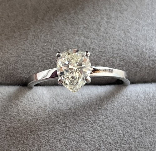 Bague solitaire poire diamant - bague,