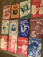 12 ANCIENNES PARTITIONS  :  FERNANDEL - EDITH PIAF - CHARLES TRENET .....