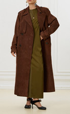 Trench femme en cuir daim