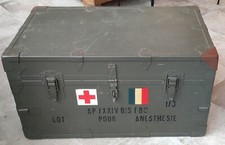 Ancienne malle Coffre militaire croix rouge/Militaria/WW1/WW2/Armée Française 