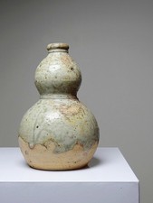 Petit gourde double à saké céramique Japonaise d'Iga vintage/ancienne tokkuri