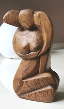 Sculpture art abstrait Indonésien/ Couple fusionnel, Enlacés. Bois Exotique/20cm