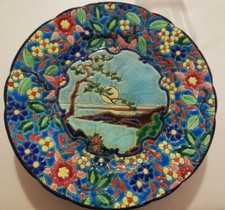 Assiette montée, assiette à fruits , compotier, Emaux de Longwy, 1955.