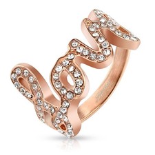 Bague femme Love acier or