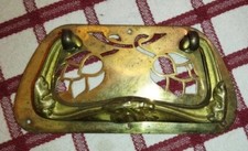 Poignée de tiroir ou meuble de style art déco ou nouveau feuilles bronze doré