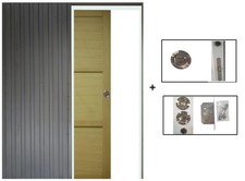 Porte Coulissante Bois Ayous 3 Panneaux H204 X L73 + Système à  Galandage (sans 