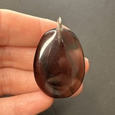 Ancien Pendentif Metal Argenté Breloque Art Nouveau déco ethnique pierre minéral