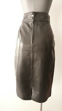 Jupe N°16 cuir Agneau "Noir" Vintage 1980 - "PELLESSIMO" - T.38 - Neuf