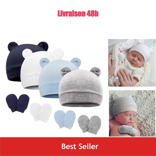 Bonnet moufles bébé - bonnet, et
