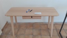 Bureau bois chene clair style scandinave 120 cm