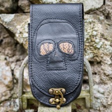 Cuir Crâne Peau de Serpent Portable Pochette Portefeuille Ceinture Holster Biker