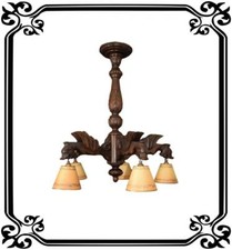 French Gothic Hand Carved Wood Large Chandelier - Victorian Ceiling Light