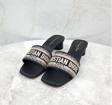 Dior Mule en coton brodé bleu