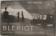 PUBLICITE LES PHARES BLERIOT ILLUMINENT PARIS MONTMARTRE ART DECO 1919 FRENCH AD