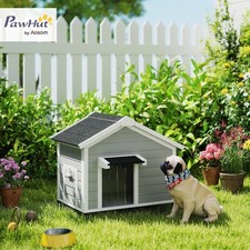 PawHut Niche pour Chien extérieur en Bois Massif, Maison Chien avec Toit