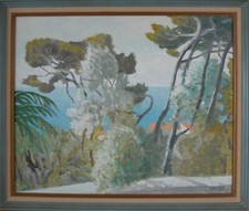 Nice Tableau Huile/Toile Rocher du Château  signé J. AUGER (50 X 61) TBE