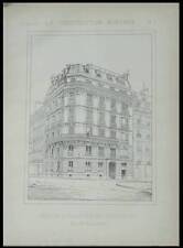 PARIS, MAISON RUE GENERAL FOY - 1888 - 2 PLANCHES ARCHITECTURE - CLAUDE SALLERON