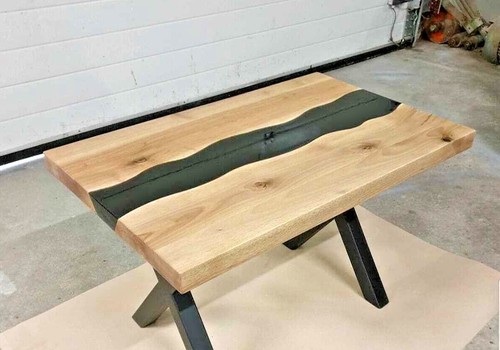 Black epoxy wood table - table,