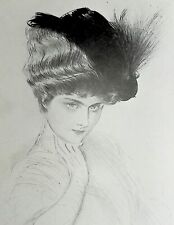 Paul-César HELLEU : Madame Letellier pensive,  GRAVURE, 1913