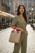 Sac O BAG Chic Femme OS Marron Or Double Poignées Avec Sac Intérieur Tote Carré