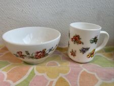 Ancien Bol Et Mug Arcopal Motif Fruits Fleur Couleur Deco Retro Cuisine