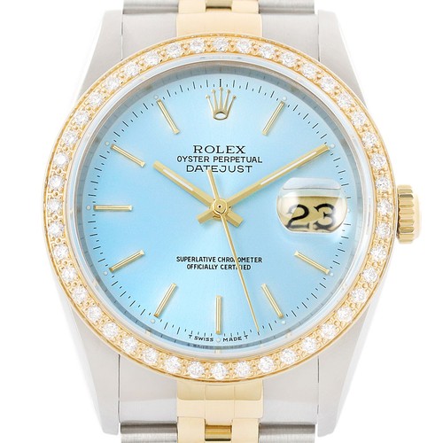 Rolex datejust glace bleu 18k - datejust,