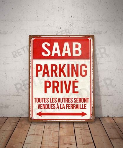 Plaque métal vintage saab - métal,