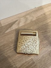 Ancien Poudrier Et Rouge À Lèvres En Métal Doré Accessoire Maquillage Vintage