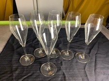 6 Rares Grandes Flûtes en Cristal Publicitaire   " MARTINI "