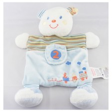 Doudou plat ours blanc bleu 2