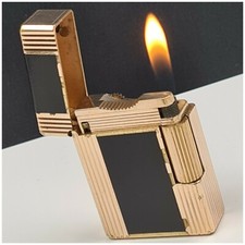 Briquet Dupont Paris laque de Chine noir-gaz vintage Lighter-打火机-N°AS1659